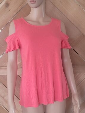 Old Navy Coral Cold-Shoulder Ruffle Sleeve Tunic